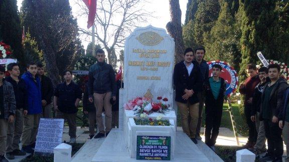Güner Akın Anadolu İmam Hatip Lisesi öğrencilerimiz İstiklal Şairimiz Mehmet Akif Ersoyu ölümünün 81.yıldönümünde kabri başında andı