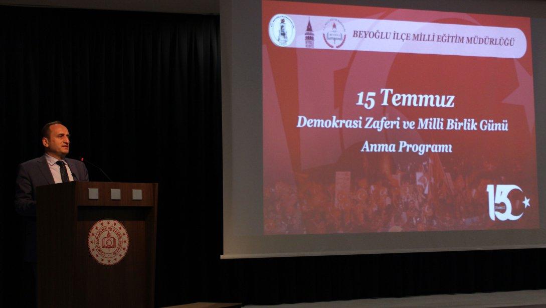 15 Temmuz Demokrasi Zaferi ve Milli Birlik Günü Anma Programı Beyoğlu Anadolu İmam Hatip Lisesinde Gerçekleştirildi